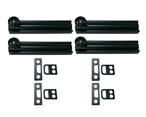 QCAA Solid Brass Surface Bolt, 2", Matte Black, 4 Pack, Made in Taiwan