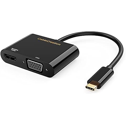 CableCreation USB C auf HDMI VGA Adapter, USB Typ C zu HDMI (4K @ 60Hz) VGA (1080P @ 60Hz) Konverter, kompatibel mit MacBook Pro/Air M1 2020, iPad Pro 2020 2021, Dell XPS 13/15 Cover
