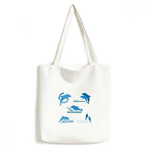 Sac en toile dauphin bleu ocean lavable artisanat environnement