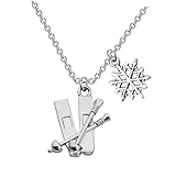[INOOMP] 冬季スポーツ滑雪板雪結晶ペンダントネックレス レディース鎖骨チェーン アクセサリー パーティー デイリー用