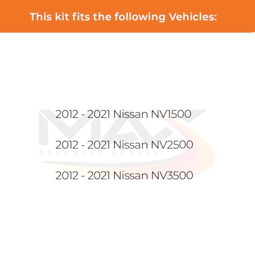 Image of Max Advanced Brakes Front & Rear Brake Kit Compatible With 2012-2017 2018 2019 2020 2021 Nissan NV1500 NV2500 NV3500 Replacement Premium OE Disc Brake Rotors and Ceramic Brake Pads
