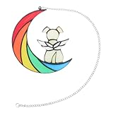 BELLIFFY ペットロスメモリアルアクリルムーンドッグウィンドウハンギングデコレーション犬愛好家のための愛らしいオーナメント