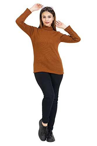 Image of YHA Women's High Neck Full Sleeves Solid Winter Tshirts