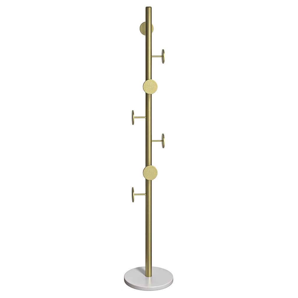 HYLYGFH Free-Standing Coat Rack with Marble Base - Stylish Hall Tree for Coats, Hats, Scarves & Backpacks - 7 Gold Hooks - Modern Home Entryway nizer