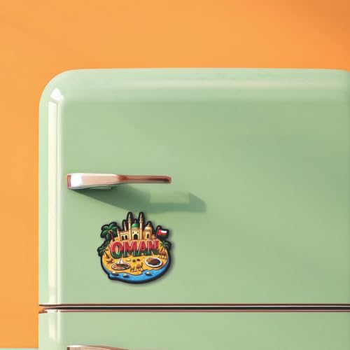 Image of CVANU Oman Country Landmark Theme 2pcs MDF Fridge Magnet - Wooden Travel Souvenir Refrigerator Decorative Collectible Magnet