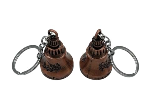 Image of Classic Antique Tibetan Temple Bell Shaped Keyring for Gift Gaurdian bell for Car Bike Bags Metal Key ring Key Chain Bag Charm Gift