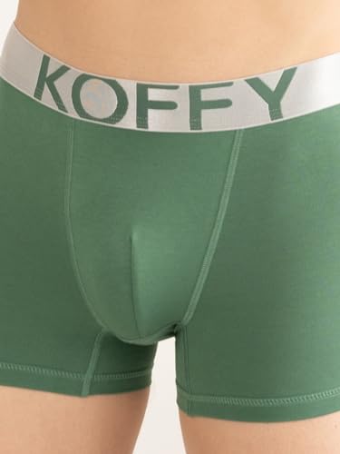 Image of KOFFY Men's Malleable Cotton Lycra Long Trunk with Minus Cutting Pouch and Moisture Wicking Properties
