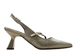 Daniela Vega - Zapato de Fiesta, tacón Bloque y Puntera Afilada, sintético, Hebilla y Suela de Goma, para: Mujer Color: Platino Talla:37