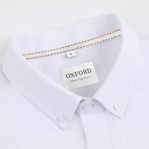Men's Cotton Oxford Shirt Short Sleeve Button Down Business Casual with Chest Pocket for Gifts3