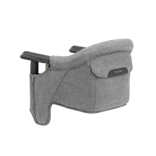 Image of Inglesina Fast Table Chair, Stone Gray Melange - Portable Baby High Chair - for Babies & Toddlers up to 37 lbs - Fits Tables 0.8'' to 3.5'' Thick - Compact & Easy to Use - Travel Bag Included
