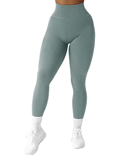 Image of SUUKSESS Women Ribbed Seamless Leggings High Waisted Workout Gym Yoga Pants 18