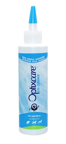 Optixcare Eye Cleaner for Cats & Dogs Gentle NonStinging Eye Cleanser to Help Mitigate Tear Staining and Remove Discharge & Crusty Debris with Chamomile & Hyaluron