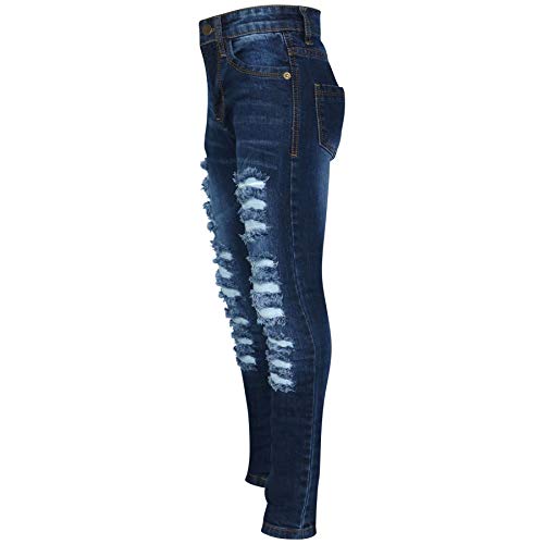 A2Z 4 Kids Girls Denim Ripped Jeans Dark Blue Comfort Skinny Stretch Jeans Lightweight Cotton Denim Pants Age 3-14 Years3