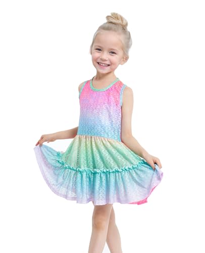 Gogokids Girls Beach Dress Cover Up, Kids Sleeveless Mesh Bikini Coverup with Ruffles Casual Beachwear