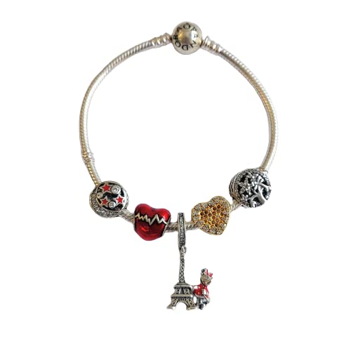 Beautiful Pandora Bracelet Eiffel tower and mini Mouse Charm