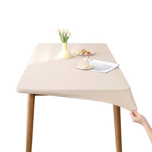 Miaogoo Mantel rectangular con bordes elásticos, piel sintética, impermeable, antiaceite, cubierta de mesa para exterior, cocina, pícnic, camping, fiesta (120 x 60 cm, beige)