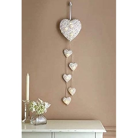 Makimoo Vintage Hanging Heart String LED Lights, Handcraft Rattan Wire, 2 AA Batteries Powered Cover