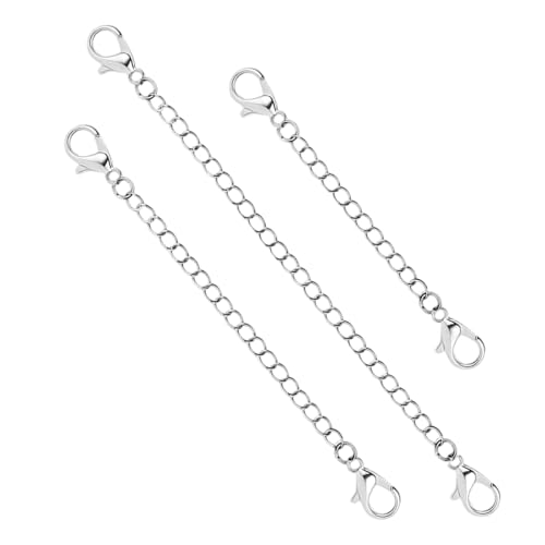 3 Stück Verlängerungskette Silber aus Edelstahl Halskettenverlängerung Set für Halsketten Armbänder und Fußkettchen Kettenverlängerer mit Karabinerverschluss in 3cm 5cm 7cm