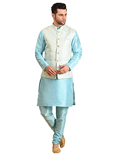 Image of Uri and MacKenzie Men's Silk Blend Kurta Pajama with Designer Ethnic Nehru Jacket /Modi Jacket