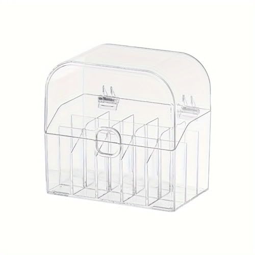 zaoalife Acrylic Makeup Brush Holder, Clear Cosmetic Brush Storage Box, Makeup Brush Case with Dust Cover, Visible Clear Lip Gloss Container, Cosmetic Storage Drawers Box For Women