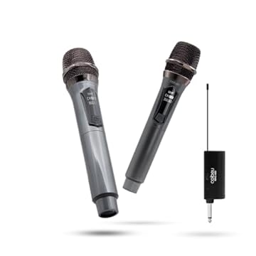 Microfone Sem Fio Duplo UHF, Microfone Karaoke, Microfone Dinamico, Microfone de Mão Profissional para Festas, Eventos, Aulas, Palestras, Lgreja, Desempenho, Entretenimento Familiar, MAC002