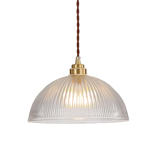 Lustre loft industriel avec douille laiton cuivre et dôme verre transparent