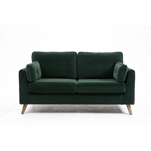 Sofa Set T&T Co. Wide Tufted Armchair Stylish Modern & Luxury Furniture Single Double & Triple Seater Lounge | Living Room | Bed Room (1 Chair 2 Seater, Green, Solid Sagwan Teak Wood)