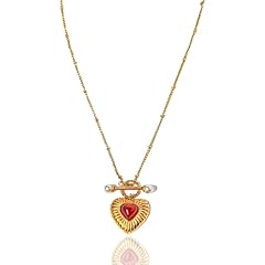Gold Chain - Red Heart Drop #1