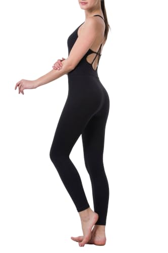 Image of LOVESOFT Workout Jumpsuits for Women Sleevesless Bodycon Backless Unitard