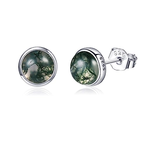 Moss Agate Earrings Sterling Silver Natual Gemstone Earrings Moss Agate Jewelry for Women