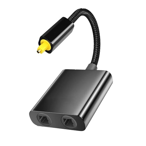 CJMUQHEHH Divisor óptico 1 en 2 salidas, cable óptico divisor de audio digital, cable óptico para TV, DVD, barra de sonido, dispositivos electrónicos, color negro