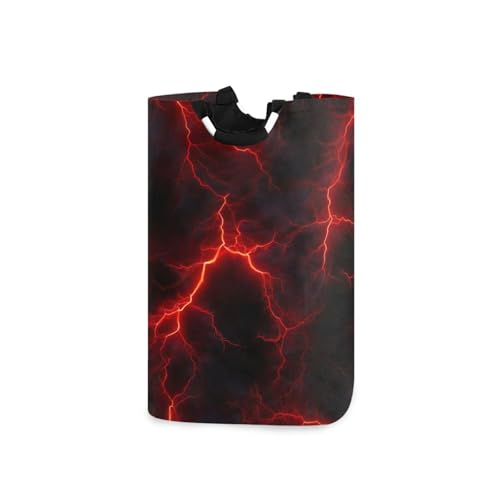 Jihqo Laundry Hamper Basket Lightning Red Collapsible Nursery Storage Bin Waterproof Clothing Baskets for Home Bedroom Bathroom Washing Room