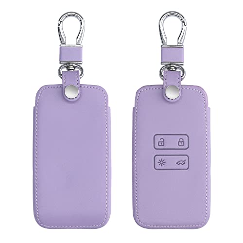 kwmobile カーキー 保護カバー 対応: Renault 4-ボタン 車のキー Smart Key - スマートキー キーケース 鍵ケース PUレザー - パステルラベンダー