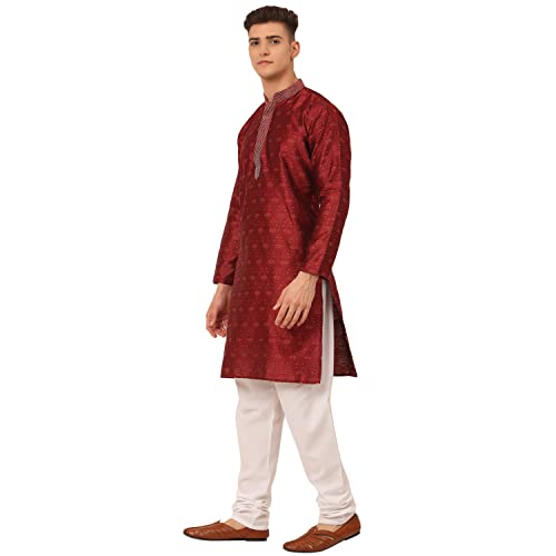 Image of Jompers Silk Blend Men's Collar Embroidered Kurta Pyjama Set
