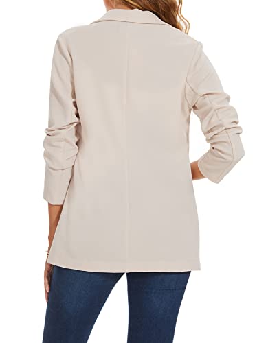 MINTLIMIT Womens Blazers Suit One Button Suit Notched Lapel Jacket Elegant Formal Business Size 12 14 (WH-Beige M) - Image 5