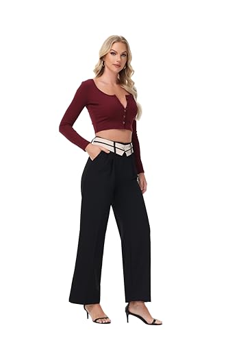 Women Flowy Chic Breathable Casual Office Dress Pant Petite/Regular/Tall4
