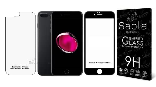 Image of Saola HD+ Front And Back Tempered Glass For Apple Iphone 7 Plus - Comes with One Minute Easy Installation Kit & Wipes. (Back is Not Glass, Its a Flexible Protector)
