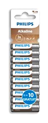 Lot de 20 piles Philips AAA LR03 1 pack de 10+10 - vue 3