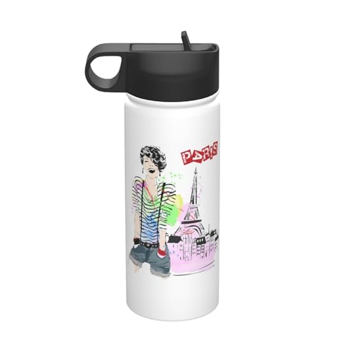 エッフェル塔 水筒 真空断熱ケータイマグ 500ml-600ml ステンレスボトル 車用 直飲み 保温 保冷 フタ付きコーヒーカップ アウトドア 車のネイブに最適 スポーツタイプ ステンレスクールボトル 軽量 隔? 水筒 男の子 女の子
