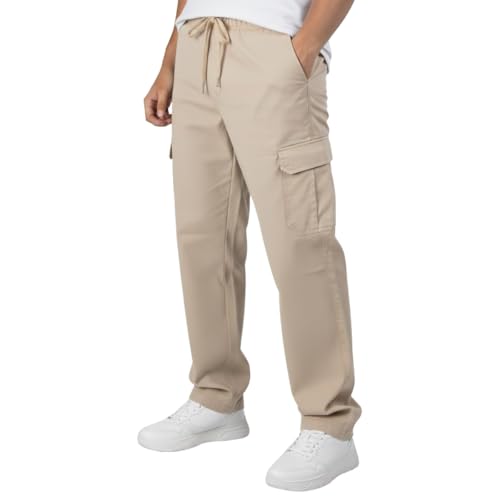 Calça Cargo Tática Sarja Larga Masculina Bolsos Laterais Skatista (BR, Alfa, G, Regular, Regular, Caqui)