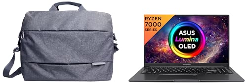 Image of ASUS Vivobook 15 OLED (2023), AMD Ryzen 7 7730U, 15.6 inch (39.62 cm) FHD OLED, (16GB RAM /512GB SSD), M1505YA-LK741WS EOS 2 Messenger Bag (Gray)
