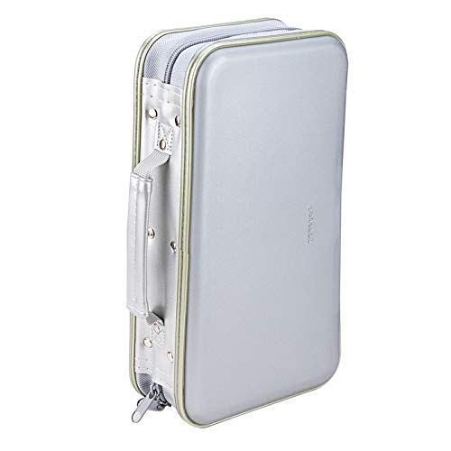 Wismart Carteira de CD DVD resistente com capacidade para 96 unidades – Estojo rígido com suporte de disco rígido para VCD, Blu-ray Media – Carteira organizadora (prata)