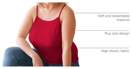 Image of VIKIDEER 3 Pack Camisole for Women Plus Size Basic Undershirt Spaghetti Strap Cami Tank Top