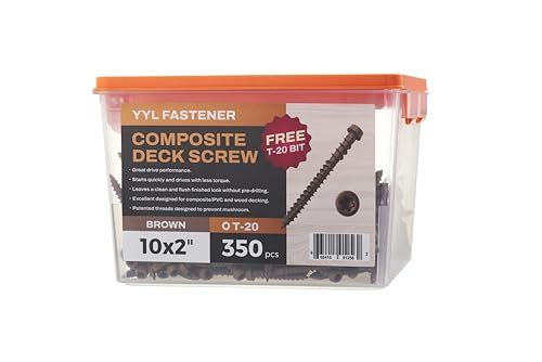 Vis à bois pour terrasse composite Torx T20 marron Type 17 tête plate x350