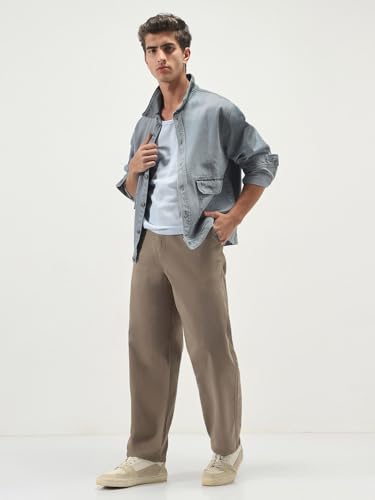 Image of Urbano Fashion Men's Relaxed Fit Full Sleeve Utility Denim Jacket