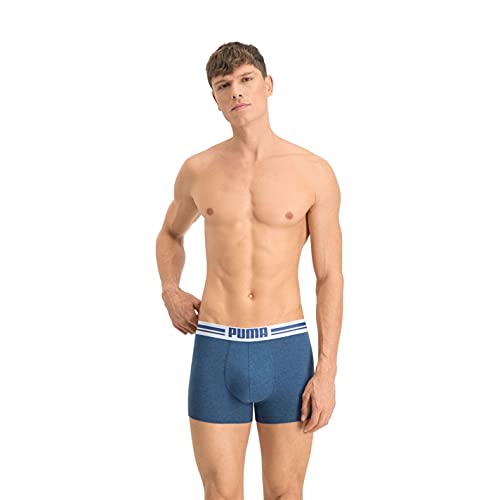 PUMA Everyday Placed Logo Boxers 2p, Biancheria Intima Uomo, Navy Dark Blue, M
