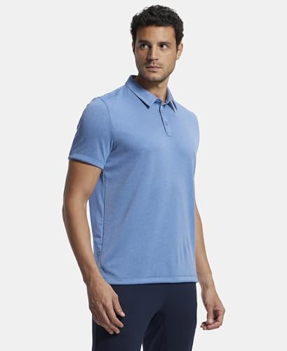 Image of Jockey MV42 Men Recycled Microfiber Elastane Stretch Half Sleeve Active Wear Polo T-Shirt with Breathable Mesh