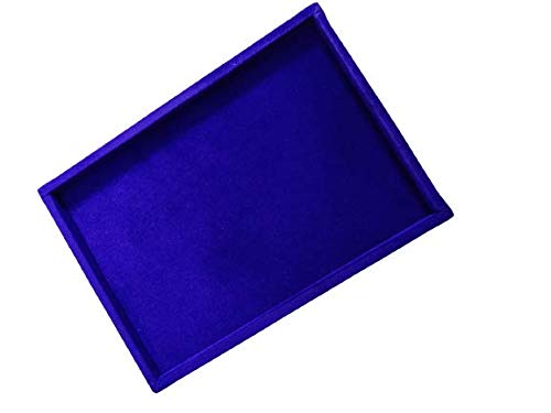 Image of Velvet Jewellery Display & Beading Tray | 12 x 9 Inch Organizer Tray for Necklaces, Bracelets, Cosmetics & Craft Storage | Soft Velvet Finish, Durable & Multipurpose (Pack of 1) (Blue)