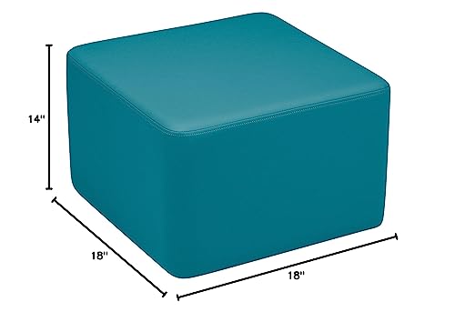 Image of Sprogs 12 inch H Structured Cube Stool -Flexible Modular Collaborative Soft Seating for Office, Home, Lounge and School Classrooms with Durable Frame & Set of 2 inch Legs Add-on - Teal
