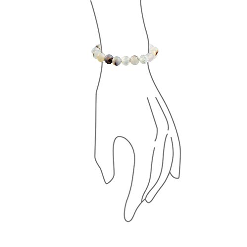 Bling Jewelry Natural Color Gray Agate Translucent Gemstone Round Bead Ball 8Mm Stacking Stretch Bracelet For Women Men Teen Unisex #TOP1